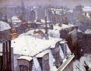 Gustave Caillebotte Snow-covered roofs in Paris Sweden oil painting artist